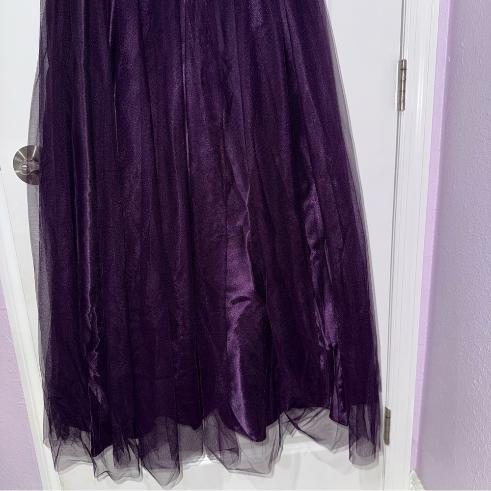 Windsor Dress - Gold Bustier Eggplant Prom Dress - Picture 3 of 9